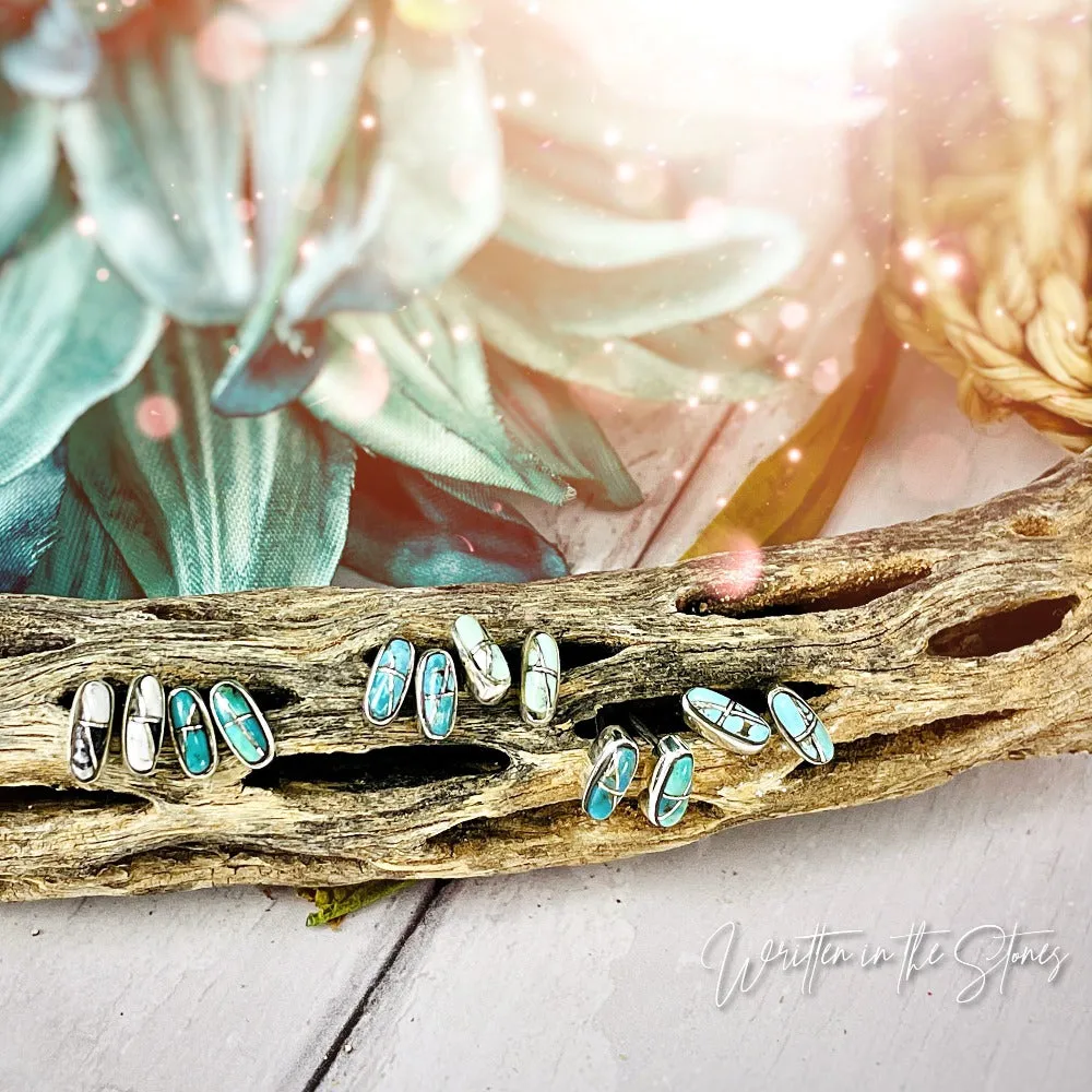 Eunioa: {rectangle turquoise stud earrings}