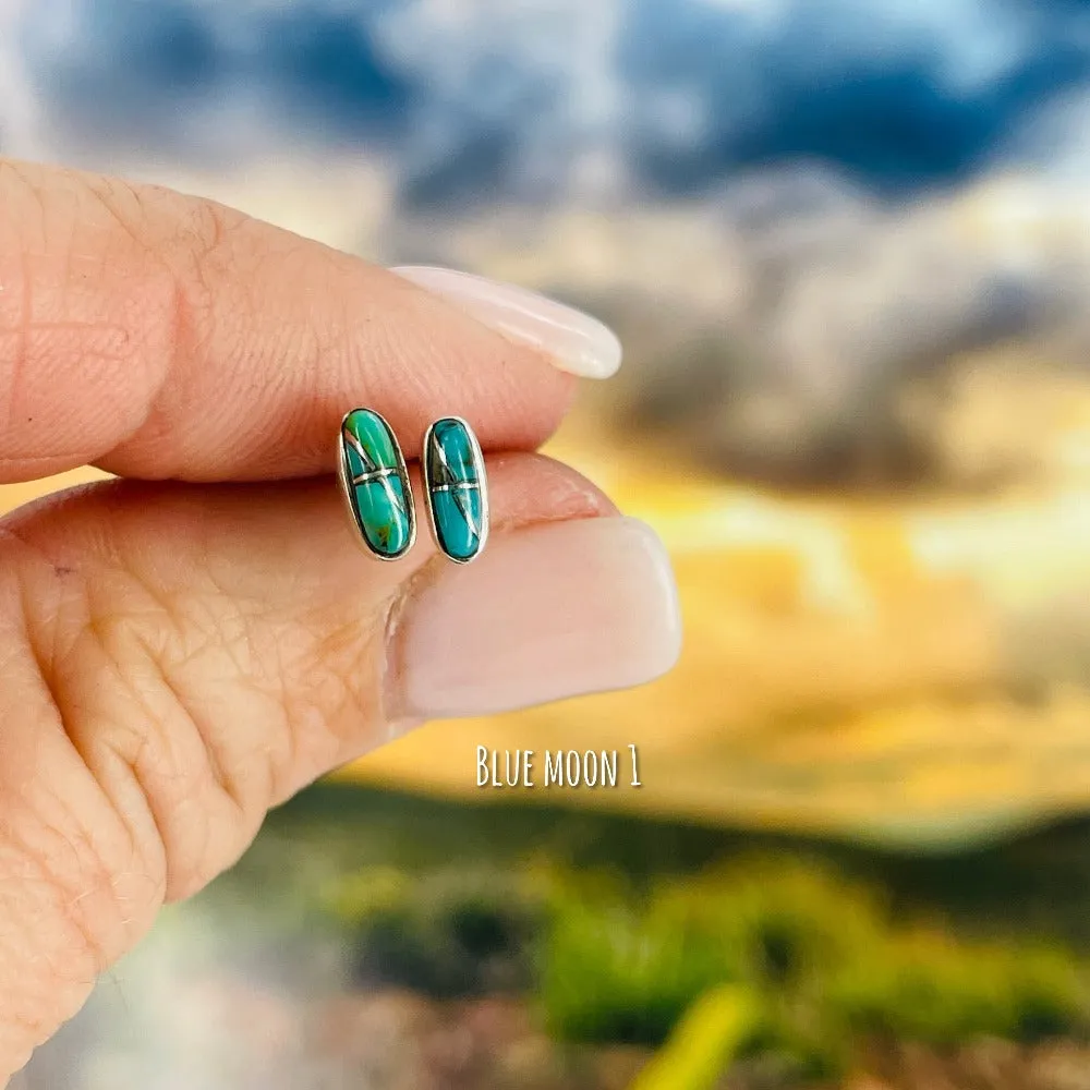 Eunioa: {rectangle turquoise stud earrings}