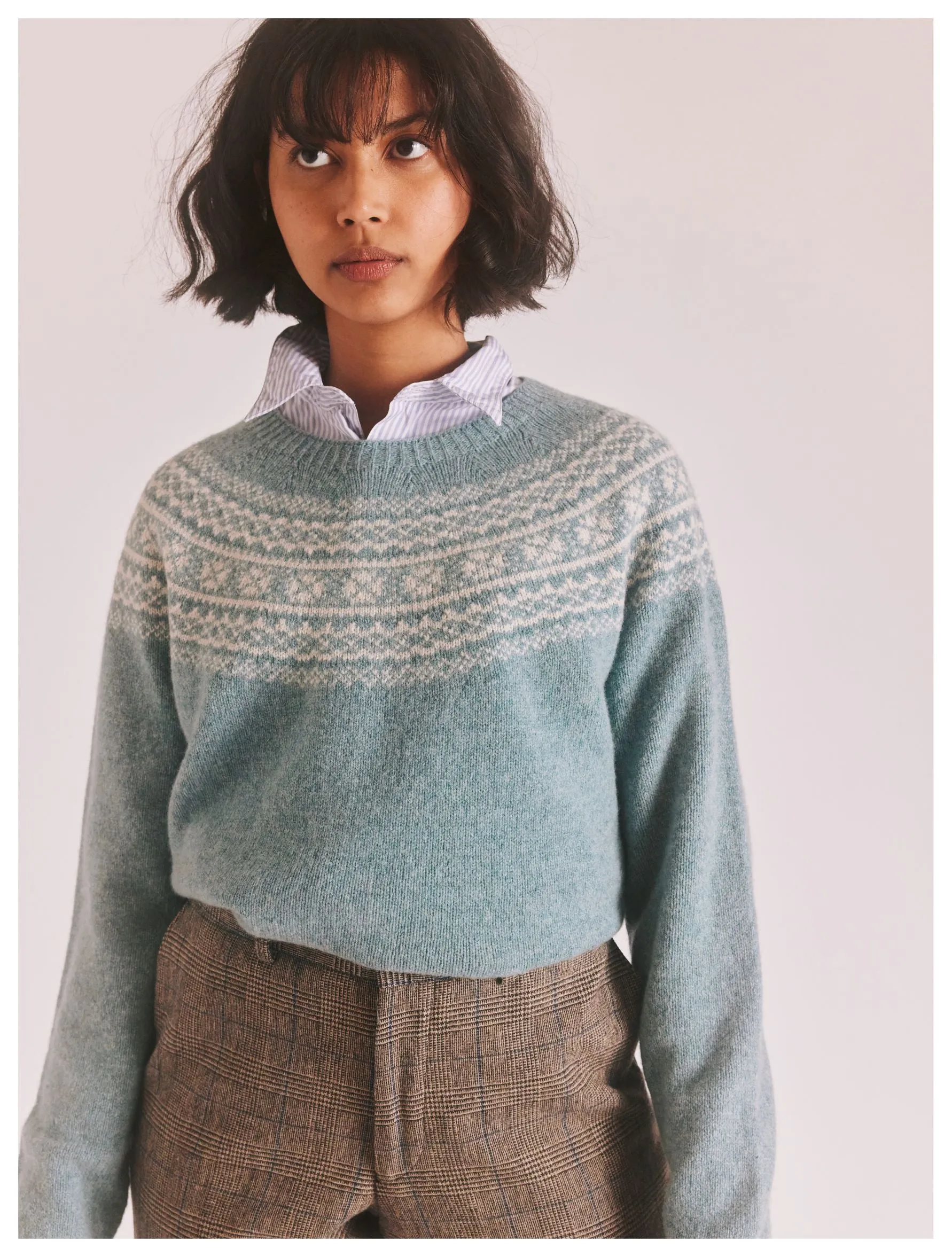 Fairisle Jumper - Oribe Green / Swansdown