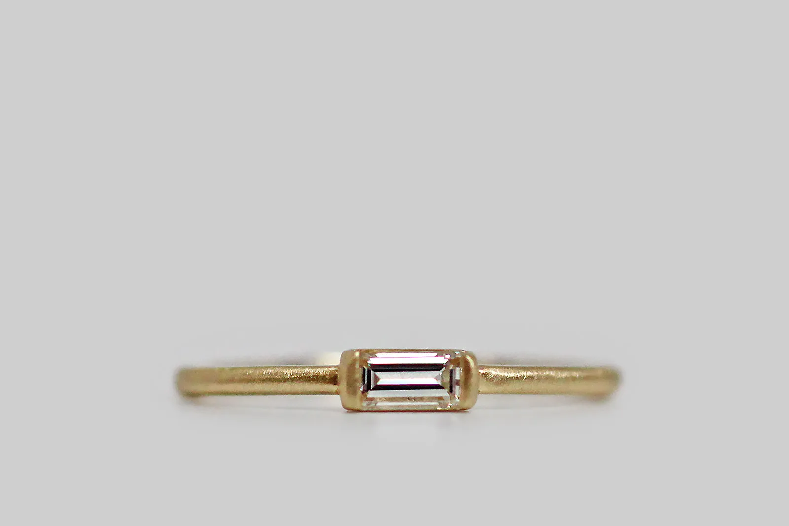 Featherweight Organic Modern Baguette Diamond Ring in 18k Gold