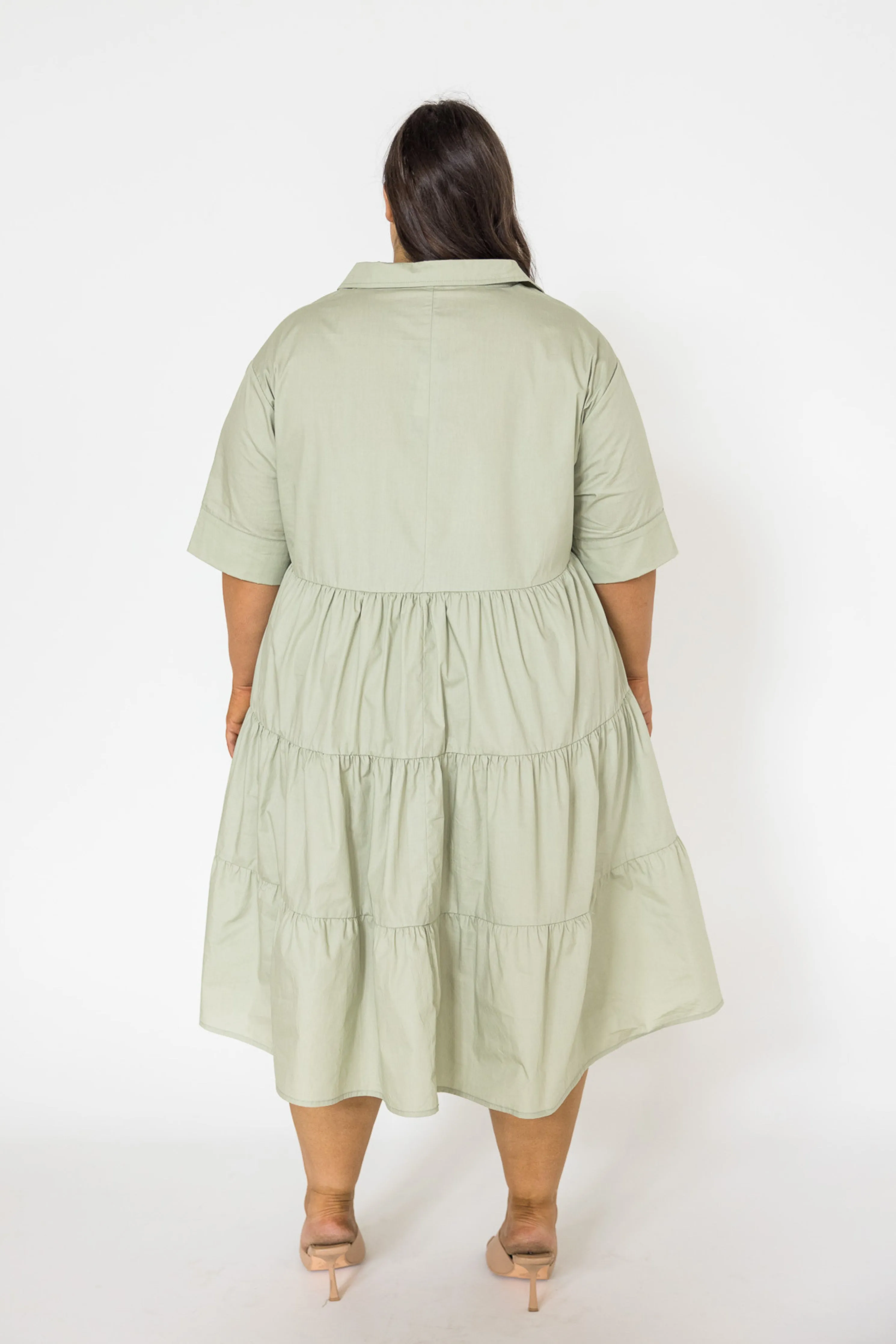 FINAL SALE Serenity Ruffle Dress in Sage