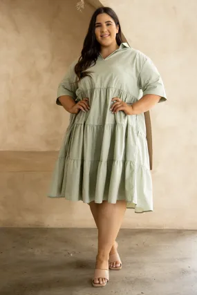 FINAL SALE Serenity Ruffle Dress in Sage