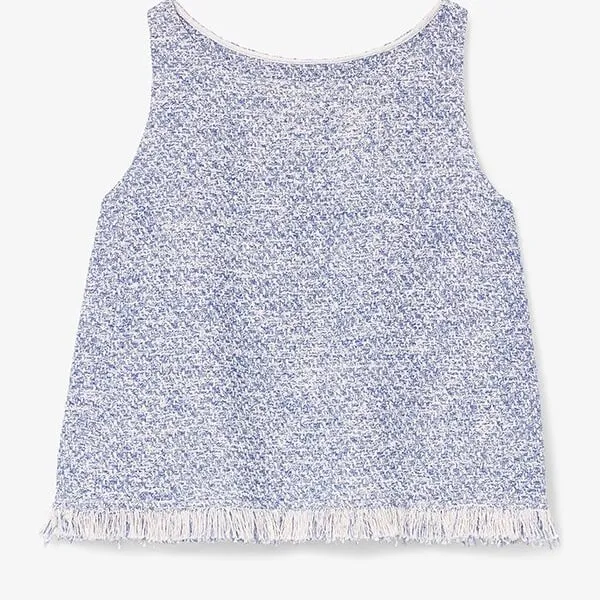 Flaka Top - Cotton Boucle :: Lapis / Ivory