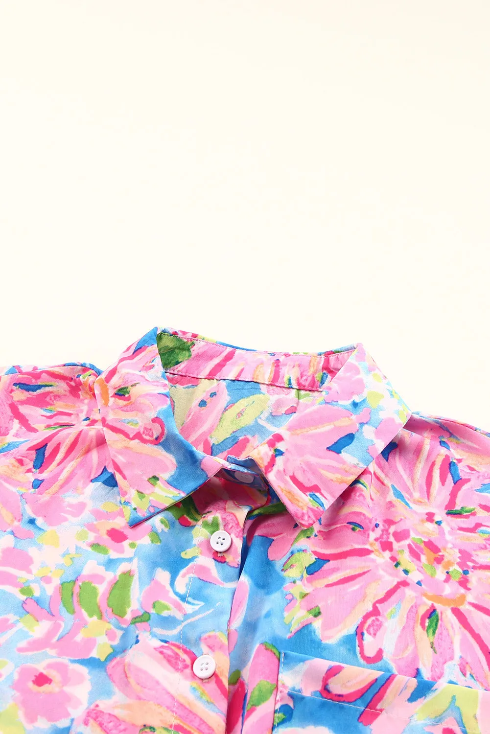 Floral Print Buttoned Sheath Shirt