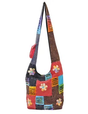 Flower Patched Cotton Hippie Hobo Bag