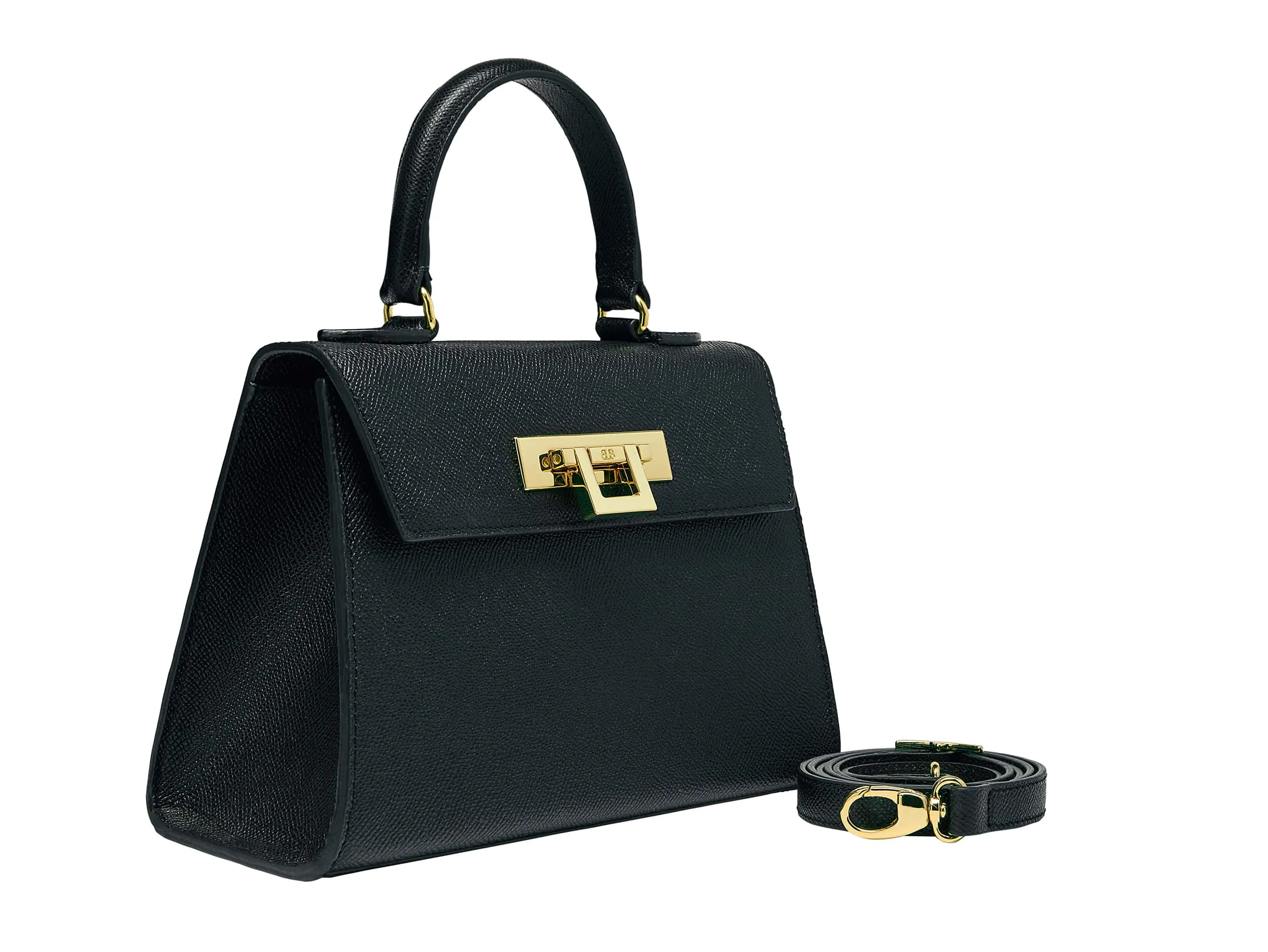 Fonteyn Midi Dolomite Pebble Print Calf Leather Handbag - Black