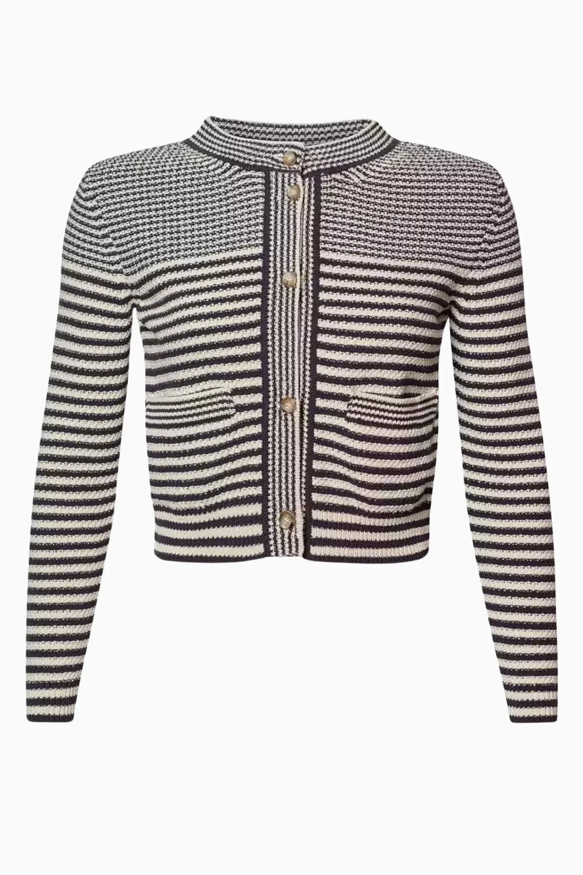 Frame Denim Compact Stripe Knit Cardigan - Navy Multi