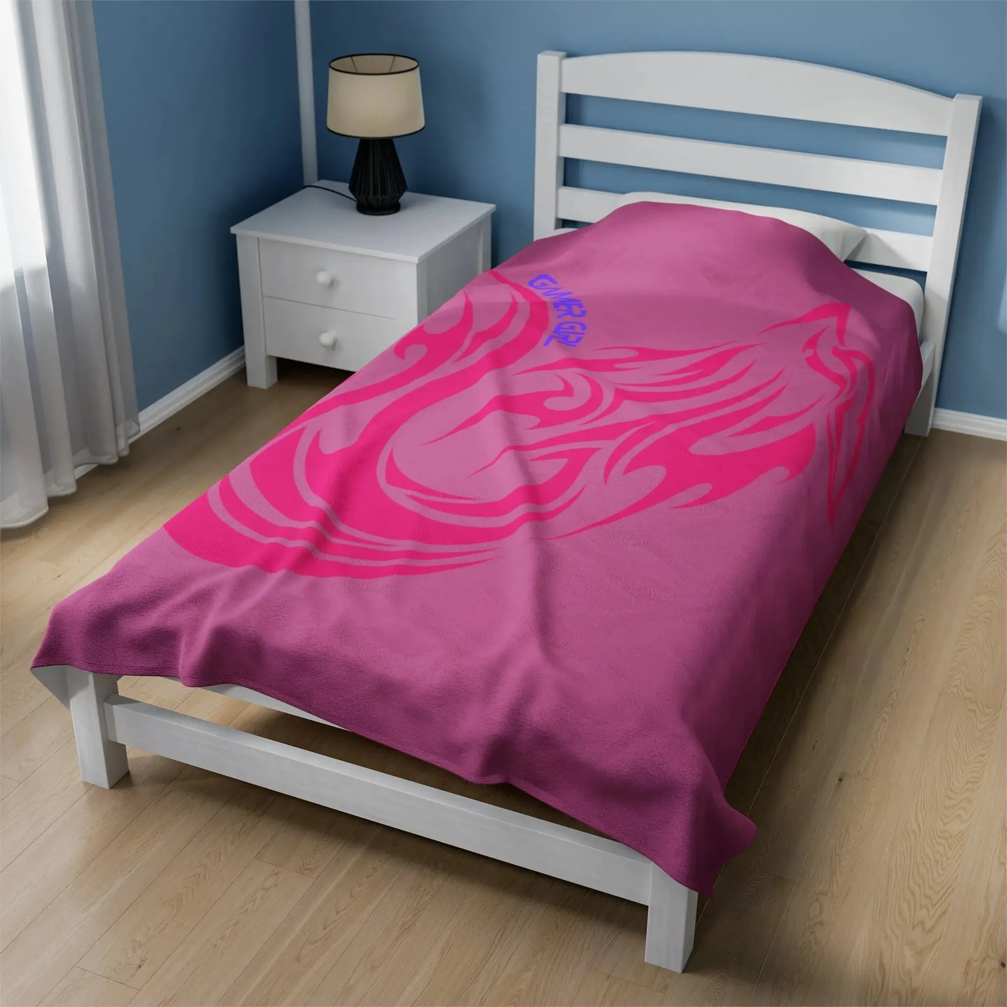 Gamer Girl Pink Fox Velveteen Blanket