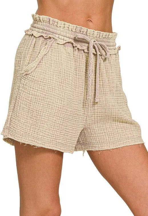 Gauze Drawstring Shorts