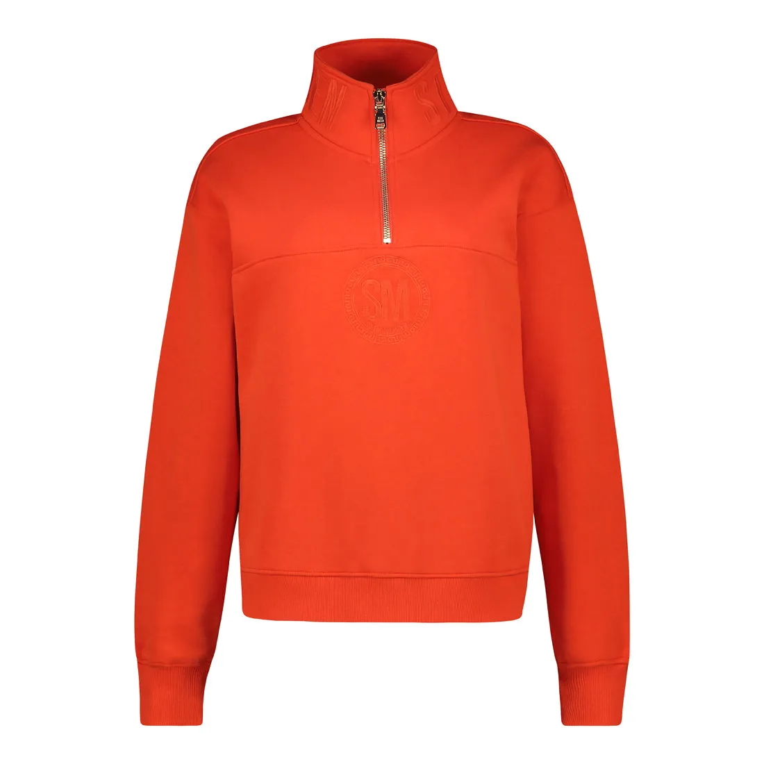 GEMA TANGERINE SWEAT WITH 1/4 ZIP COLLAR