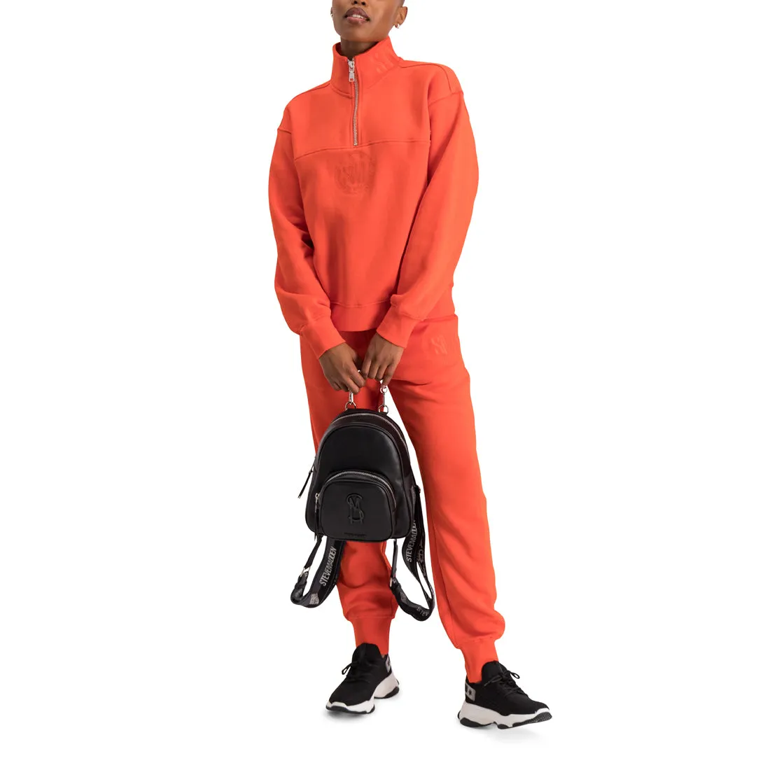 GEMA TANGERINE SWEAT WITH 1/4 ZIP COLLAR