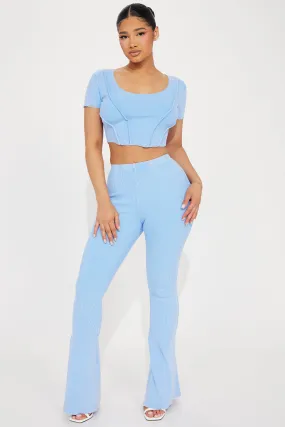 Get To Know Me Washed Pant Set - Light Blue