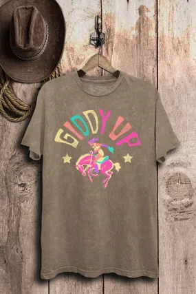 Giddy Up Rainbow Graphic Tee - Mocha Mineral