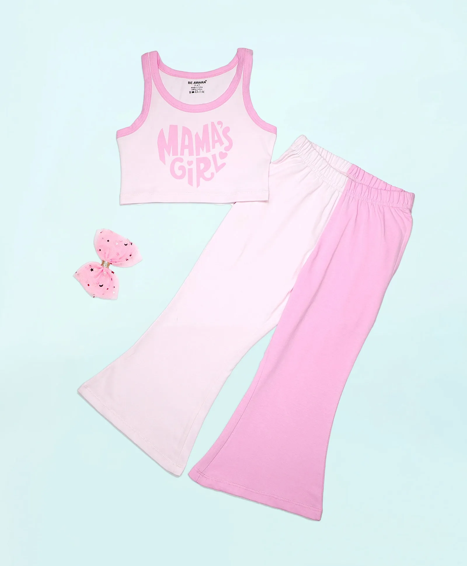 Girls Printed Tank Top & Flared Pants Set