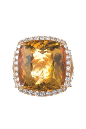 Golden Beryl Diamond Ring