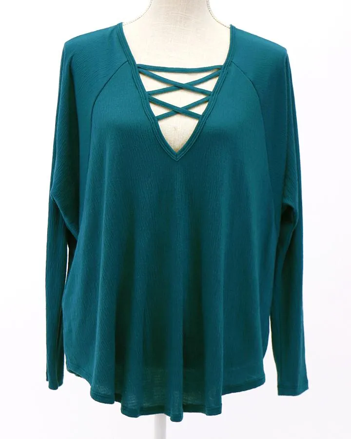 Grace & Lace Criss Cross Raglan Top