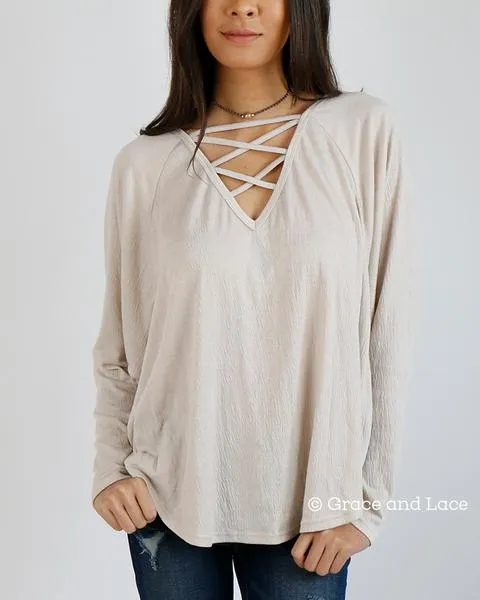 Grace & Lace Criss Cross Raglan Top