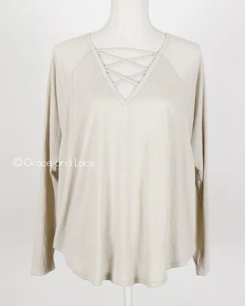 Grace & Lace Criss Cross Raglan Top