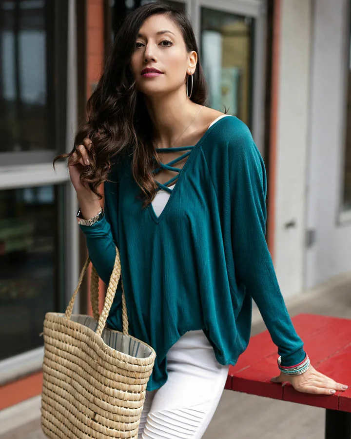 Grace & Lace Criss Cross Raglan Top