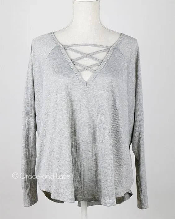 Grace & Lace Criss Cross Raglan Top