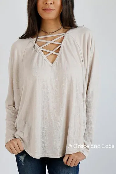 Grace & Lace Criss Cross Raglan Top