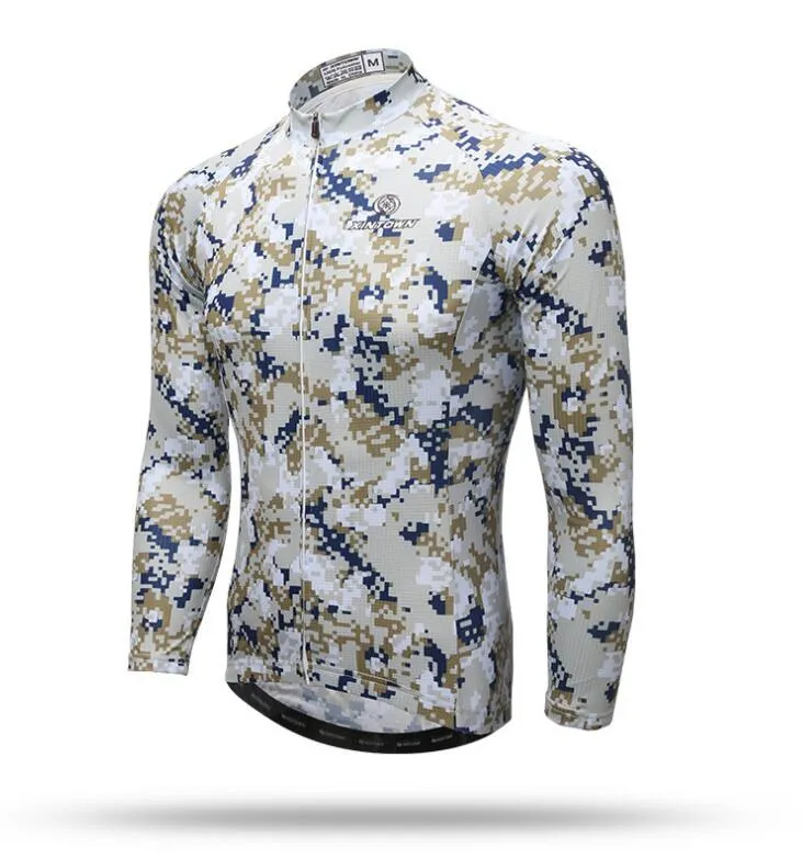 Gray Camouflage Long Sleeve Cycling Jersey Set