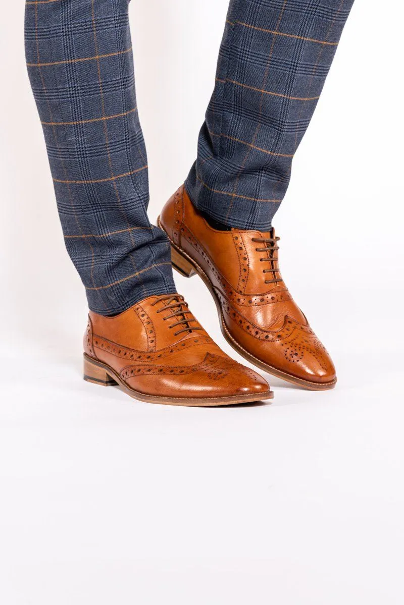 GRAYSON - Tan Leather Wingtip Brogue Shoe