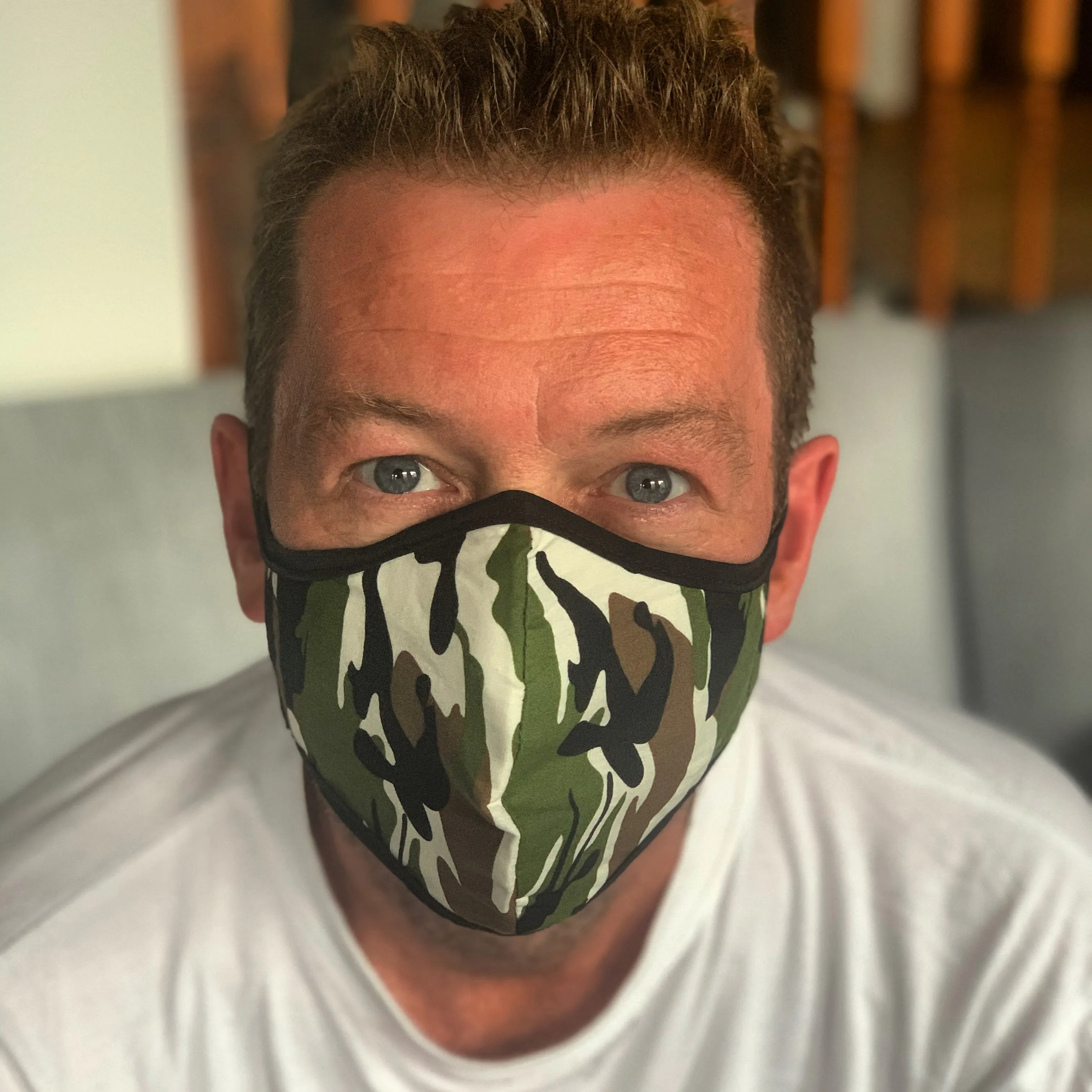 Green Camo Cotton Face Mask