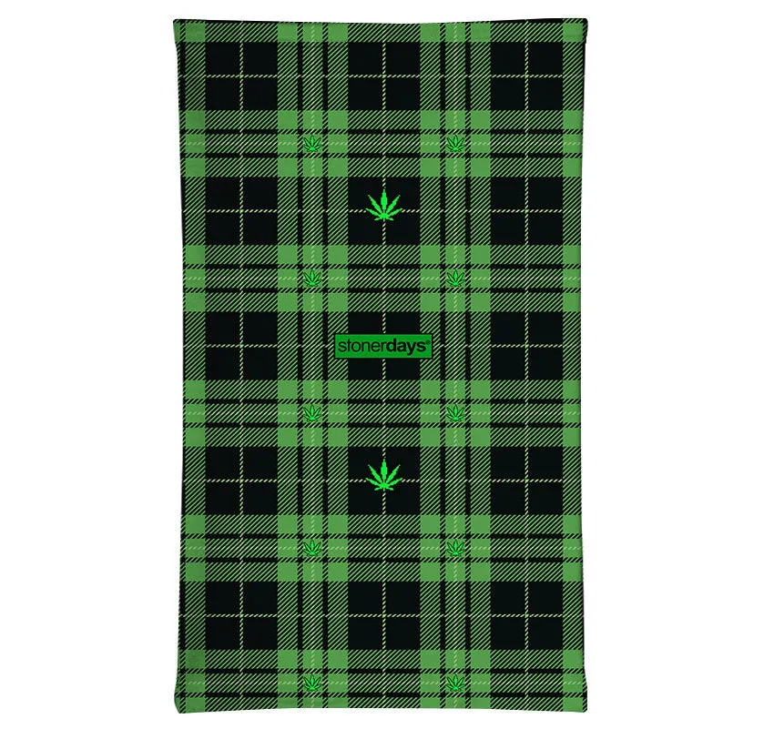 Green Plaid Cannabis Leaves Gaiter