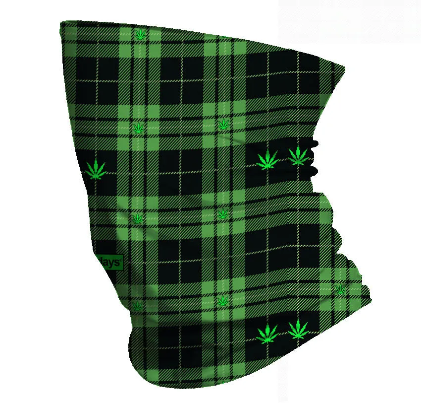 Green Plaid Cannabis Leaves Gaiter