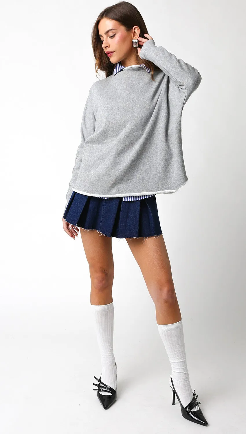 Gretchen Pleat Mini Skirt in Denim1