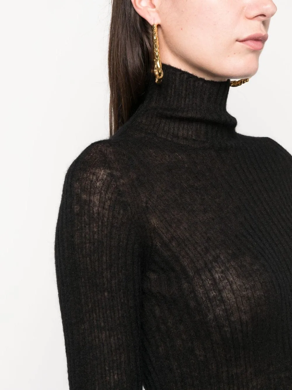 HIGH-NECK RIBBED-KNIT JUMPER