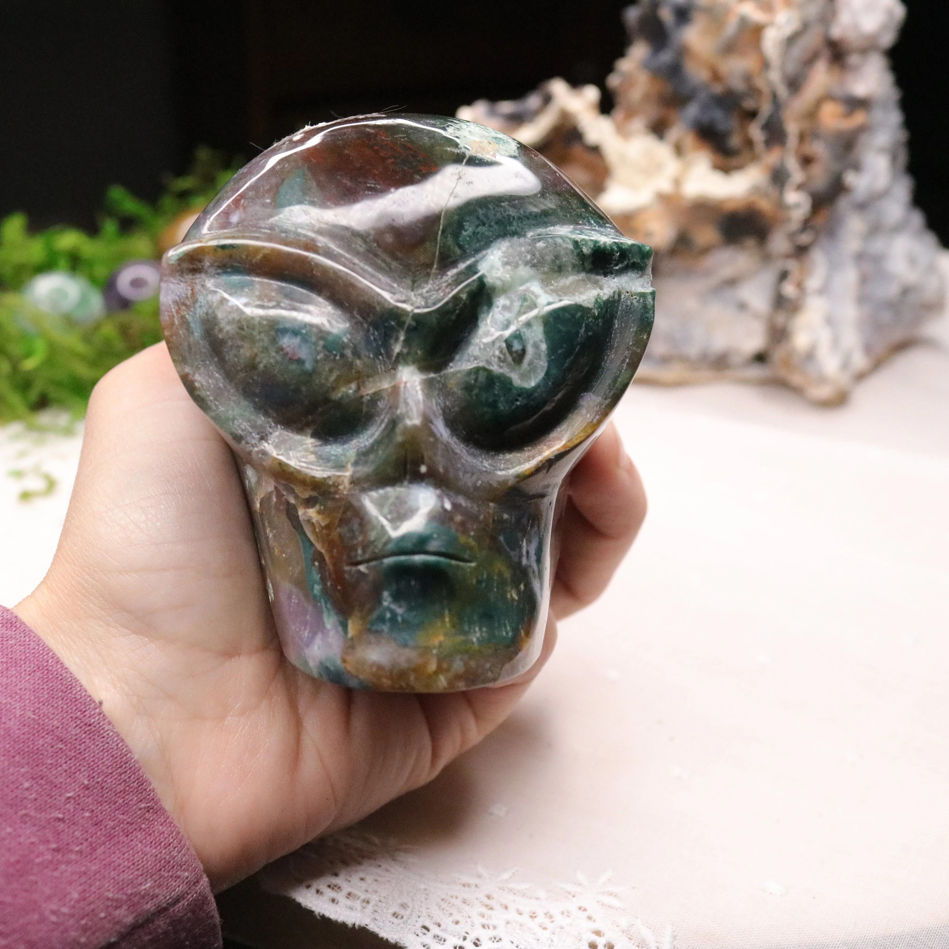 High Vibin' Ocean Jasper ~ Joyful Extraterrestrial ~ Alien Head from Madagascar