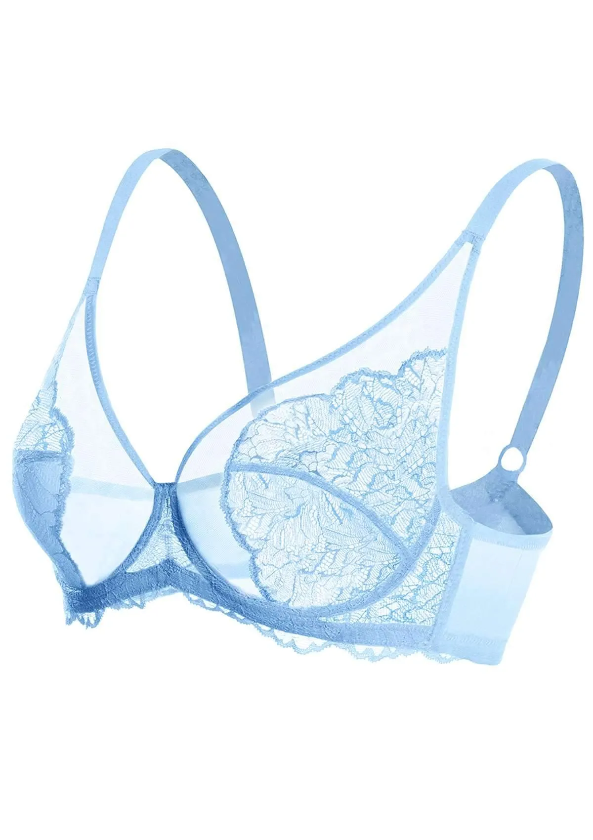 HSIA Blossom Blue Unlined Lace Bra