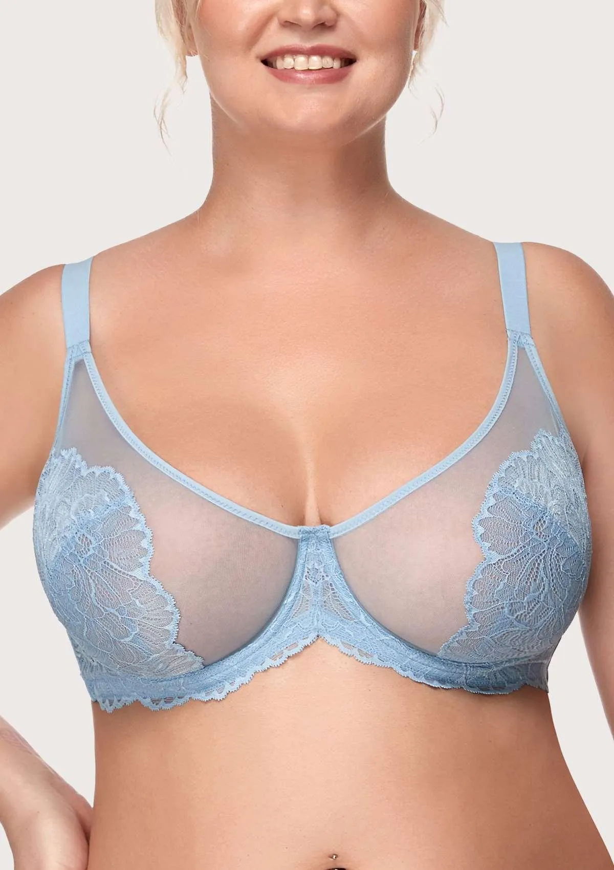 HSIA Blossom Blue Unlined Lace Bra