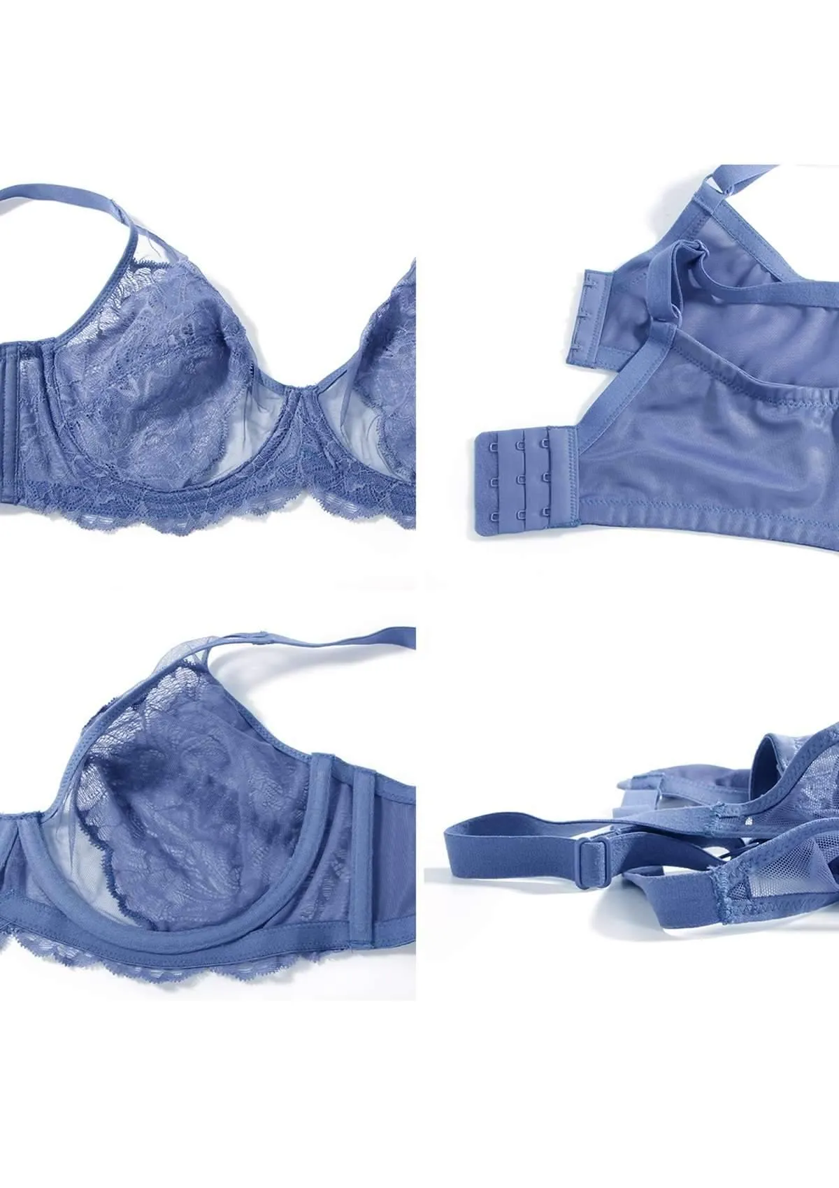 HSIA Blossom Blue Unlined Lace Bra