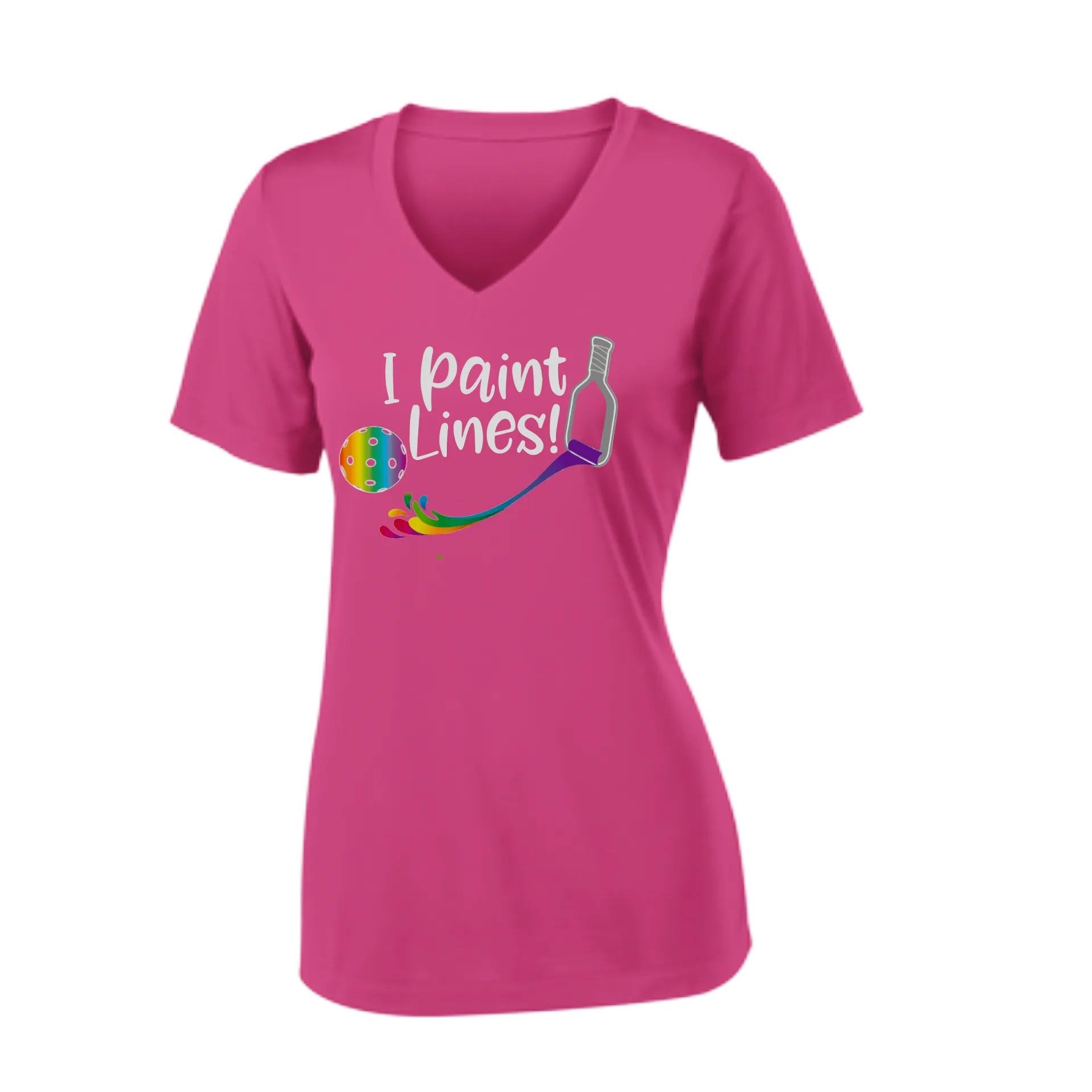 I Paint Pickleball Lines | Women's Short Sleeve V-Neck Pickleball Shirts | 100% Polyester