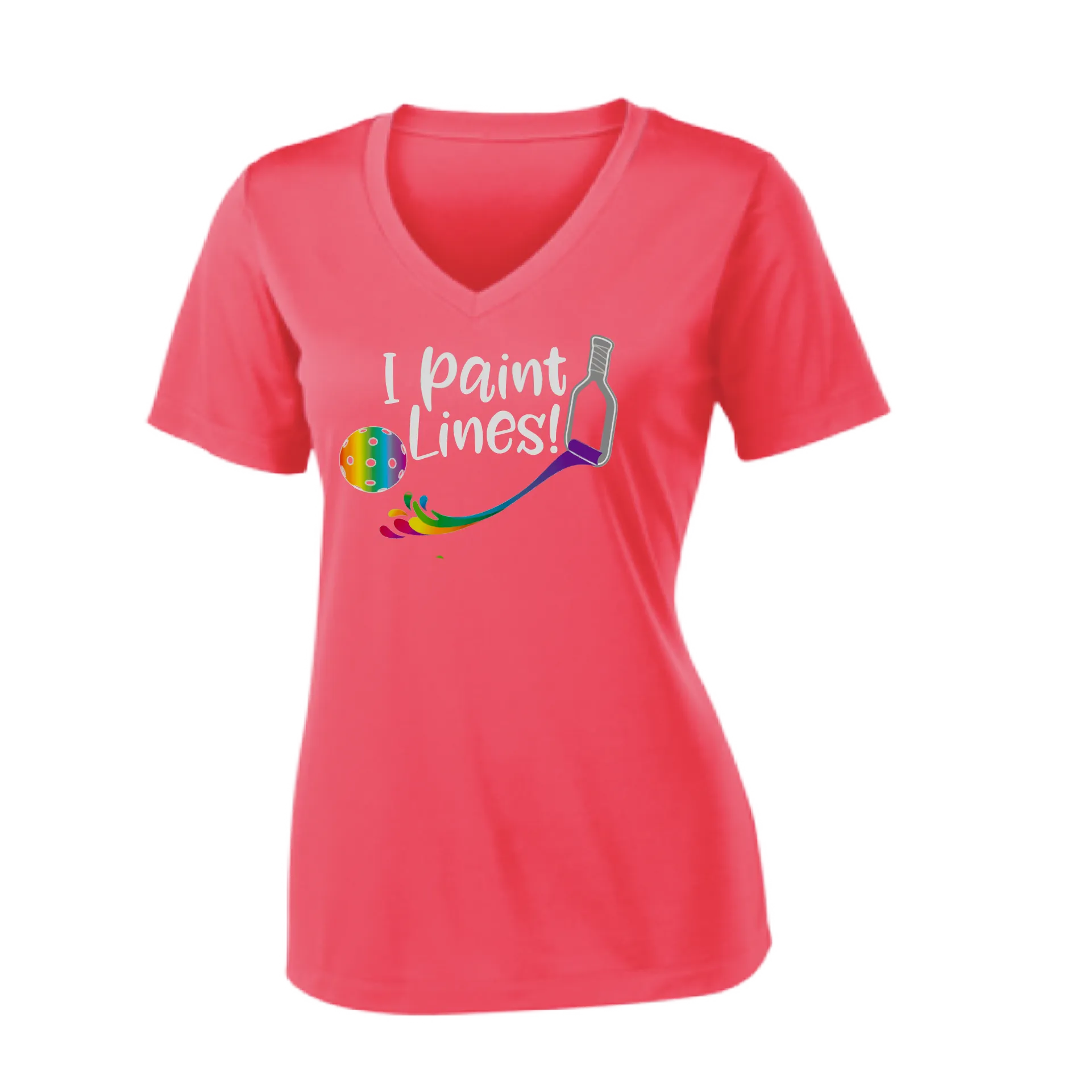 I Paint Pickleball Lines | Women's Short Sleeve V-Neck Pickleball Shirts | 100% Polyester