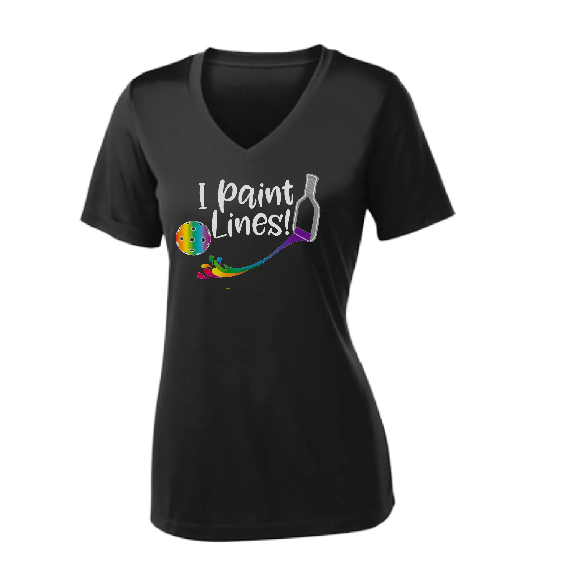 I Paint Pickleball Lines | Women's Short Sleeve V-Neck Pickleball Shirts | 100% Polyester