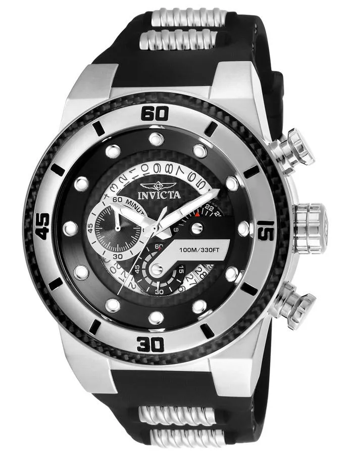 INVICTA S1 Rally Mens Chronograph - Black Dial - Stainless - Silicone Strap