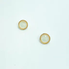 Iridescent Cream Sparkle Stud Earrings