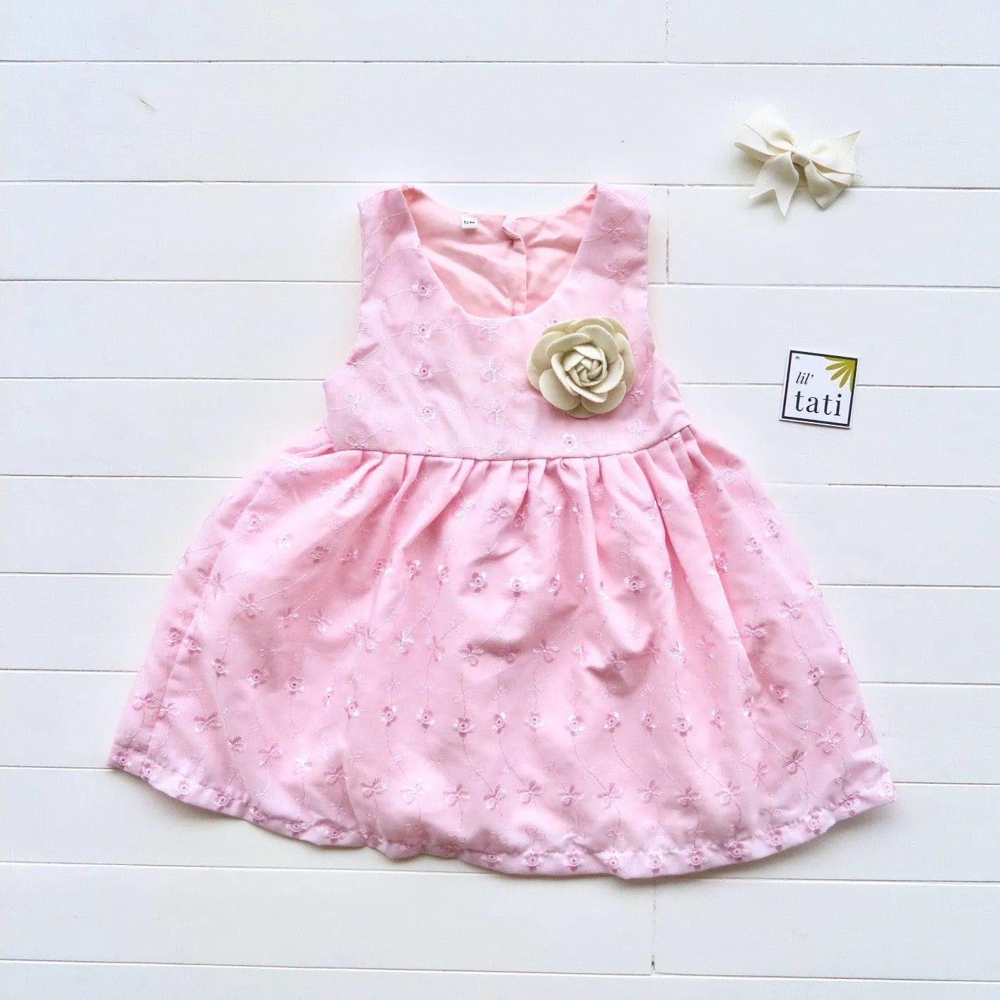 Iris Dress in Pink Eyelet