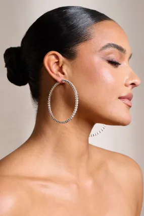 Julia | Silver Diamante Hoop Earrings