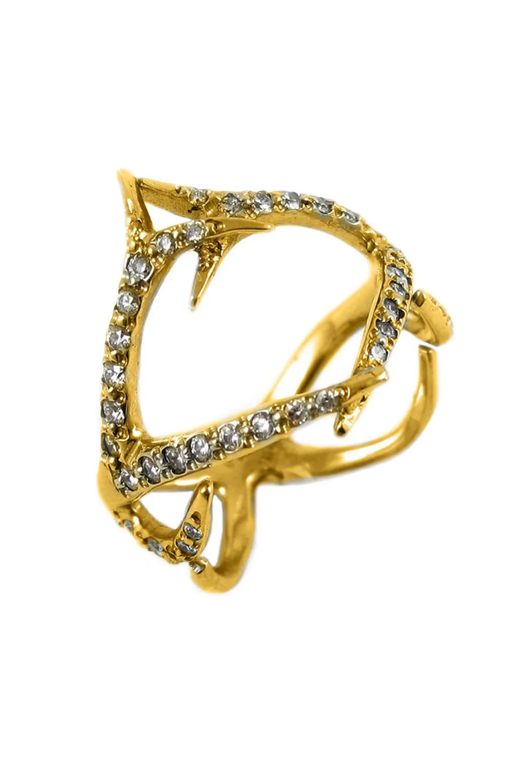 K. Brunini 18K Yellow Gold Diamond Double Antler Ring