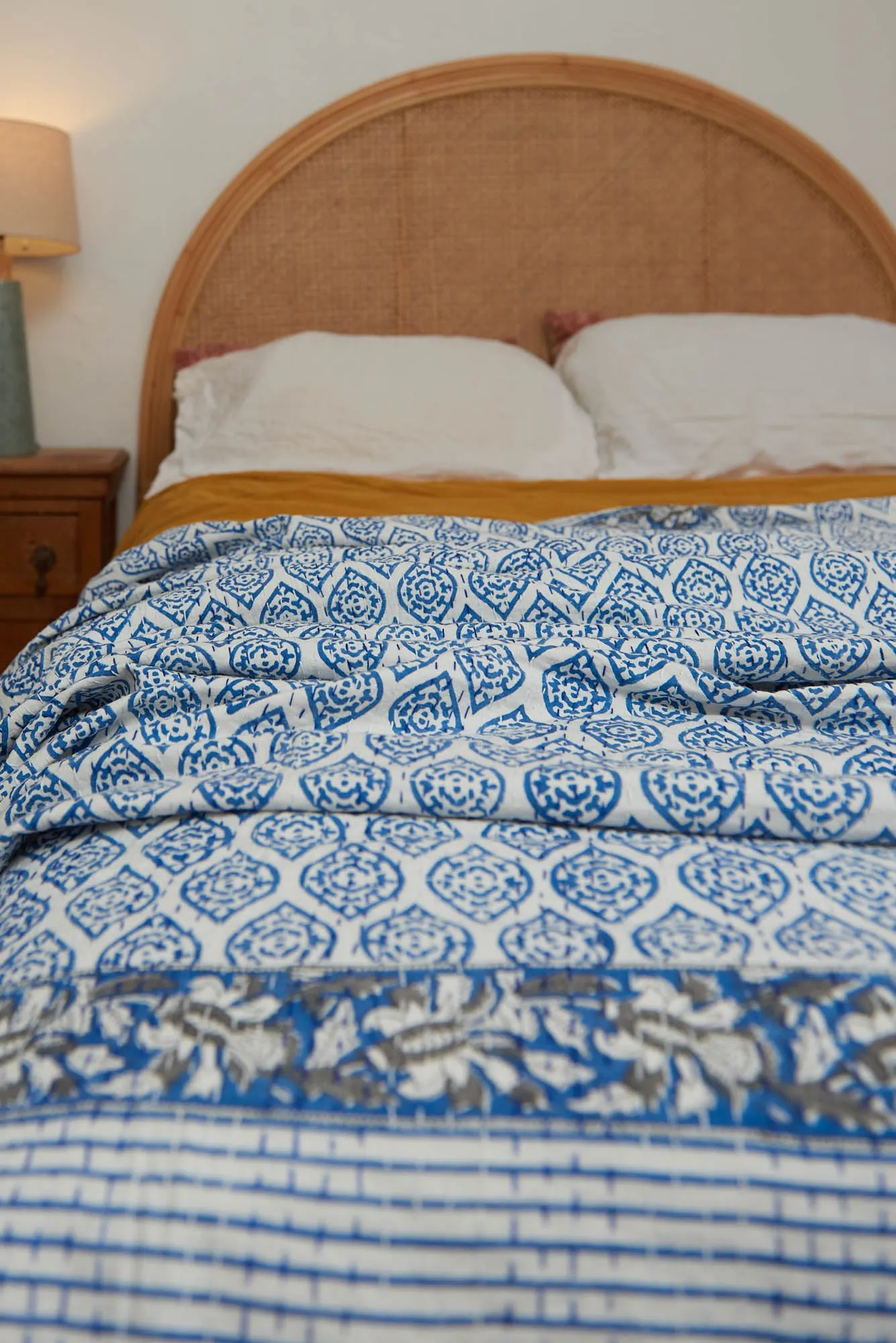 Kantha Quilt Tear Drop Sea Blue