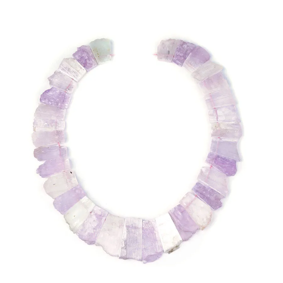 Kunzite 15X20-20X30mm Jagged Rough Collar - 15-16 Inch