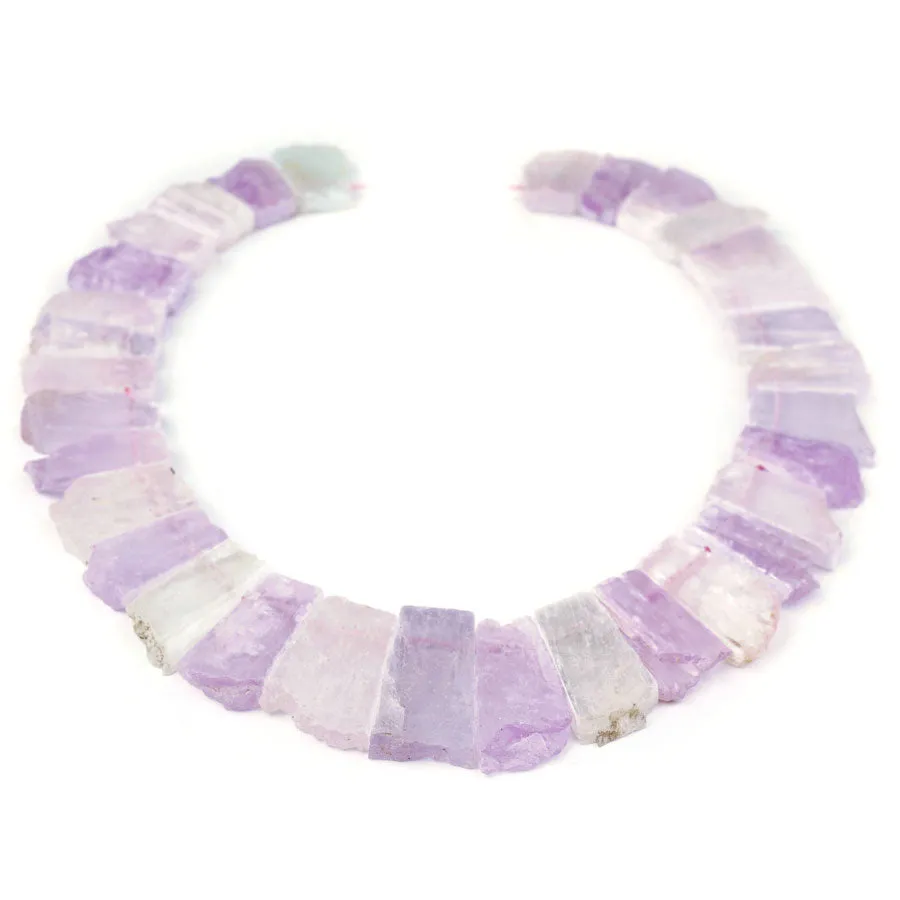 Kunzite 15X20-20X30mm Jagged Rough Collar - 15-16 Inch