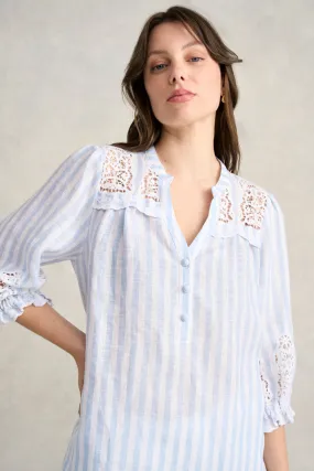 Lace Embroidered French Linen Top