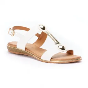 Ladies Lunar RENOIR T-Bar  Sandal White Tempo Soft sale