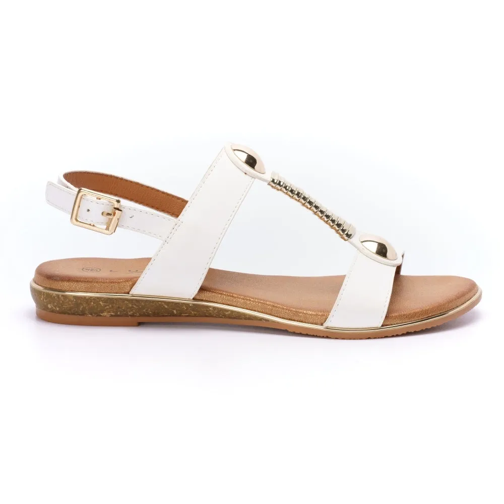 Ladies Lunar RENOIR T-Bar  Sandal White Tempo Soft sale